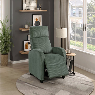 Moderne avec dossier inclinable avec fauteuil inclinable et fauteuil inclinable en velours côtelé vert moelleux et confortable en bois massif pour salon 1pc