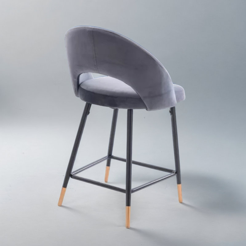 Tabouret de comptoir en velours Rebecca, Gris