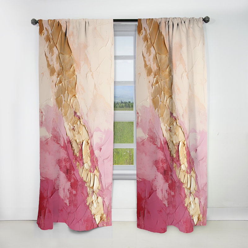 Pink Gold Minimalism Potteries I - Spirals Curtain - Blackout Abstract Curtain - 1 Panels, 52" W x 90" L
