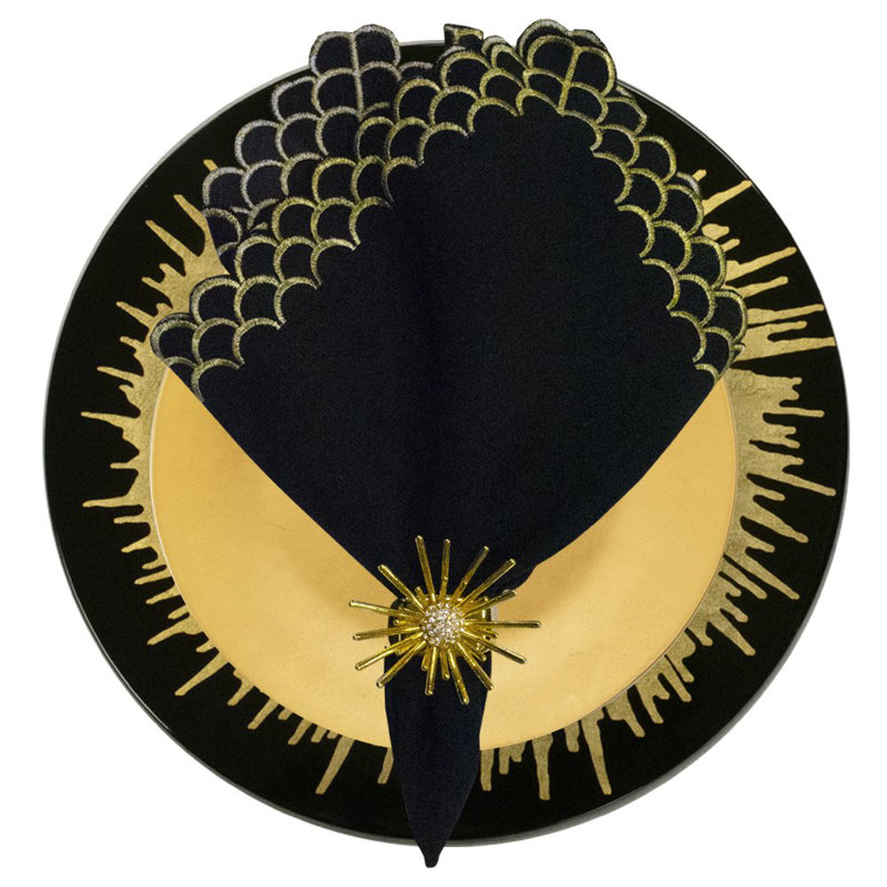 Splash On Black Lacquer Placemat, Gold/Black