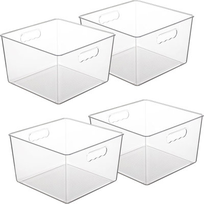 Ensemble de 4 bacs de rangement transparents extra larges