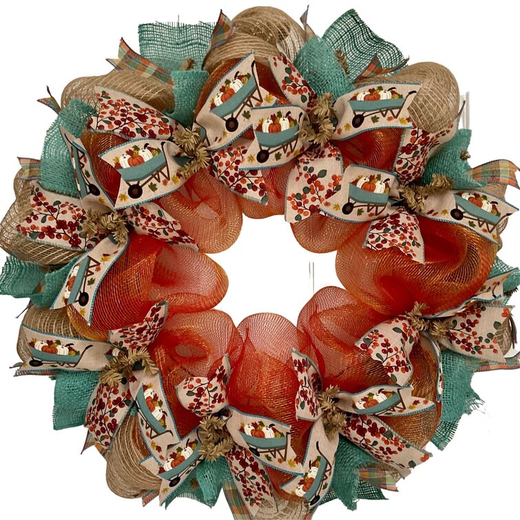 Harvest Ribbon Wreath The Holiday Aisle Size: 24 W x 24 H x 6 D