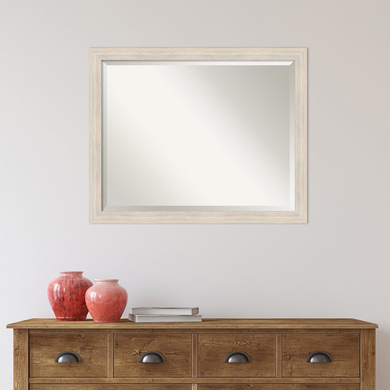 Modeste Flat Mirror, 25" x 31", Distressed White