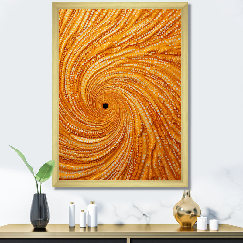 Abstract Spiral Reverie III - Abstract Collages, art mural, Cadre doré simple, H 32 po x l 16 po x P 1 po
