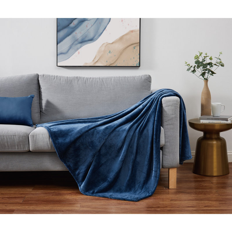 Balee Knitted Throw Blanket, 90" W x 90" L, Dark Blue