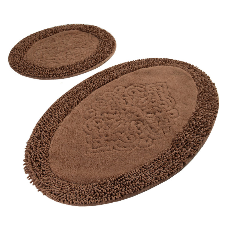 Ensemble de tapis de bain en coton de qualité supérieure (2 pièces) - antibactérien, antidérapant, 19,7 x 23,6 pouces et 23,6 x 39,4 pouces | 100% coton, 1,76 lb par mètre carré | Lavable à la machine, douceur luxueuse pour le confort et la sécurité de la salle de bain