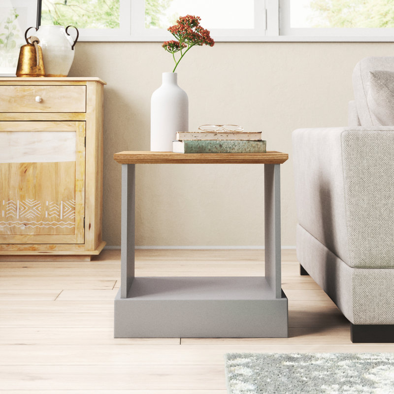Brielle Floor Shelf End Table, Grey