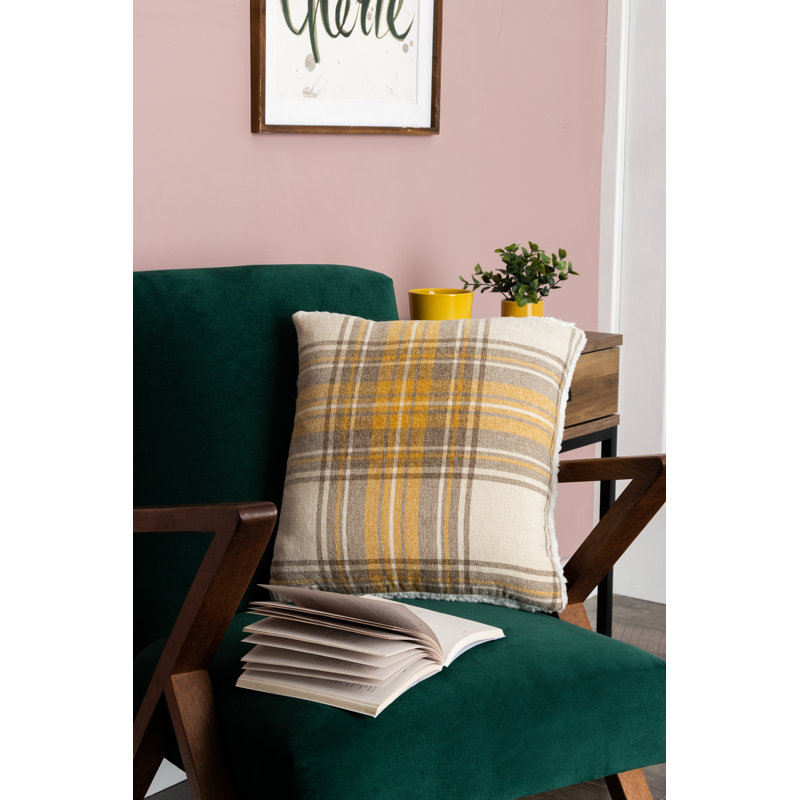 Wasco Plaid Square Cushion, Ochre