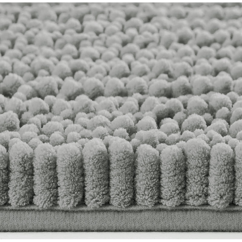 Ensemble de 2 tapis de salle de bain en chenille doux et moelleux gris clair, Gris clair