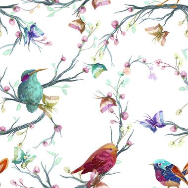 HD wallpaper Birds Butterflies Blossoms butterfly and flower illustration   Wallpaper Flare