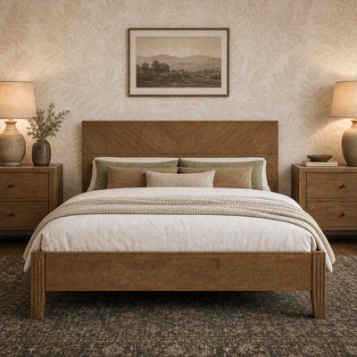 Solid Wood Platform Bed with No-Tool Quick Assembly