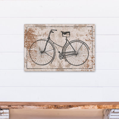 « black rétro bike on obturateur beige », impression sur toile