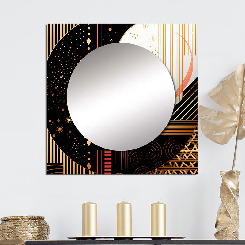 Johnesia - Grand miroir carré géométrique moderne pour décoration murale, 36 po x 36 po
