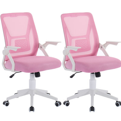 Ensemble de 2 chaises de bureau, chaises de bureau modernes pour bureau personnel, chaises d'ordinateur roses