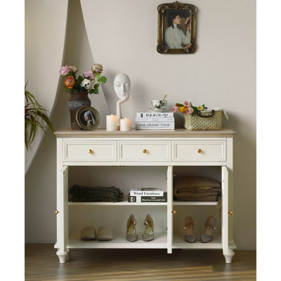 American-Style White Three-Door Buffet Table