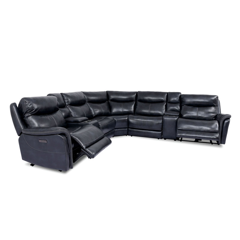 Canapé modulaire inclinable en cuir 135,5 po