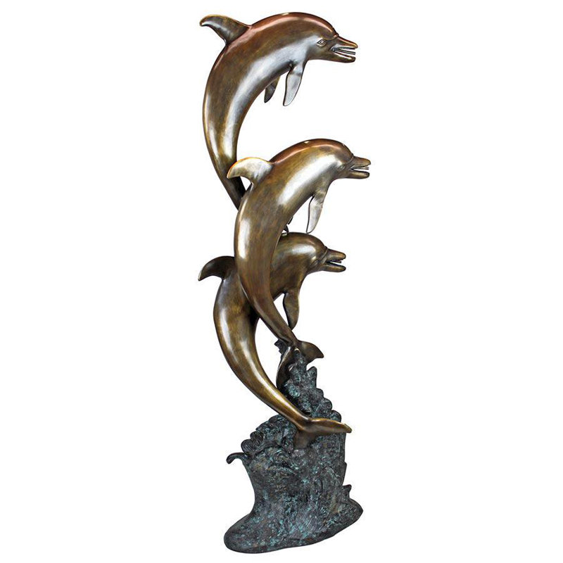 Statue de jardin triple dauphins