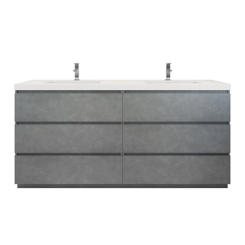 Ensemble de meuble-lavabo double 72 po Boularderie, Gris ciment