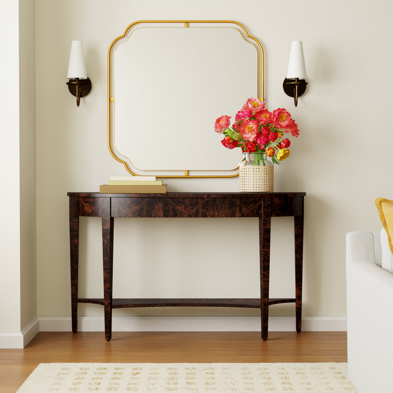 Kal 54" Console Table, Dark Burl