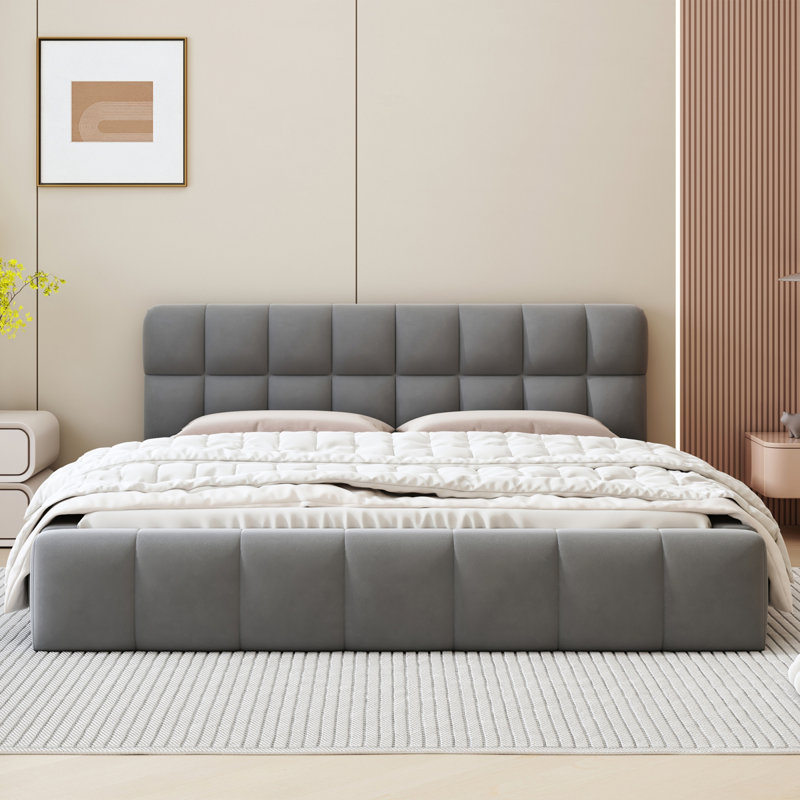 Bed, Grey, European Kingsize (160 x 200 cm)