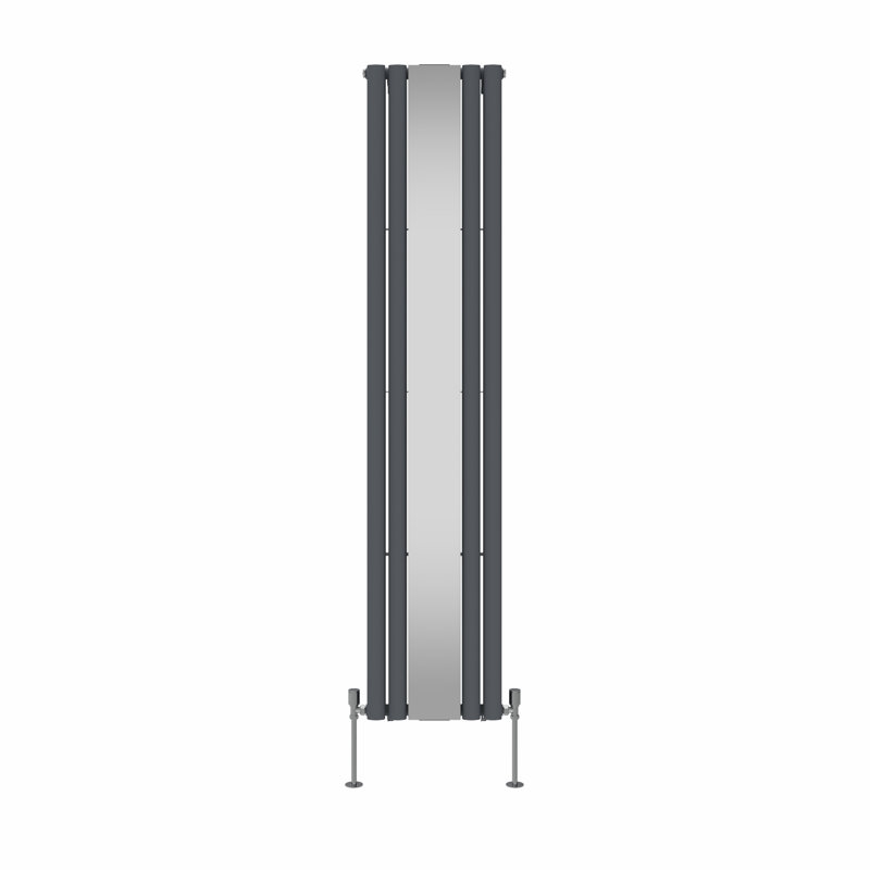 Katelin Vertical Oval Panel Radiators, Anthracite, 1800cm H x 380cm W x 84cm D