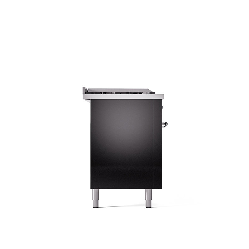 ILVE Nostalgie II 60 in Dual Fuel Range, 7 Burner, Griddle, Frenchtop, Glossy Black/Chrome, Liquid Propane