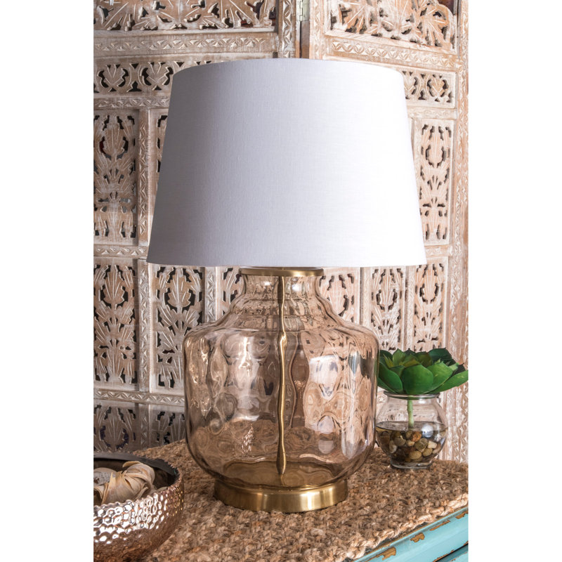 Lampe de table en fer et verre 26 po Bruthen