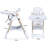 High Chair With - Tip Base, Five Point Belt, Silent Lockable Wheels, Comfort Design, White Multi Functional Foldable Feeding For 6 Months To Years, Tray, 5 Level Adjustment-1015615705