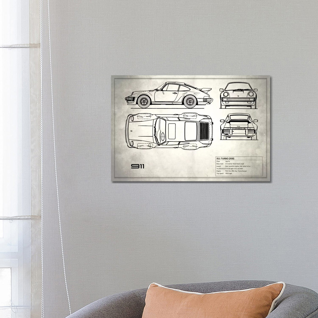 Leinwandbild 1977 Porsche 911 Turbo (930) (Vintage Silver) von Mark Rogan