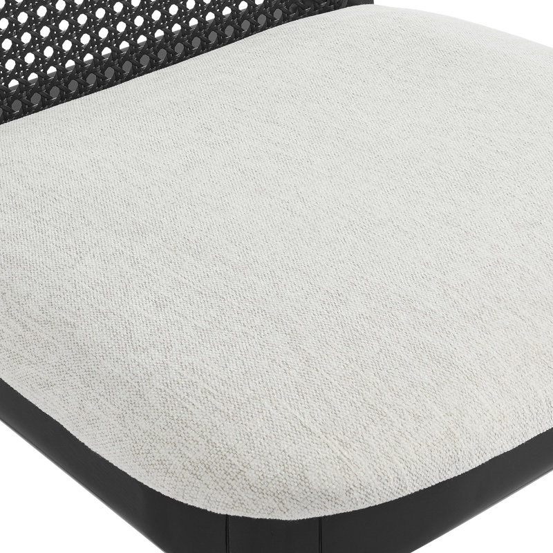 Monarch Wood And Rattan Dining Side Chair, White/Black