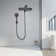 Adjustable 12" Rectangular High Pressure Dual Shower Head with 8-Spray Handheld Shower