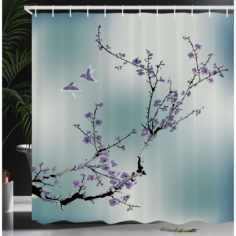 Ensemble de rideau de douche et crochets de la nature, H 75 po x l 69 po, Bleu cadet