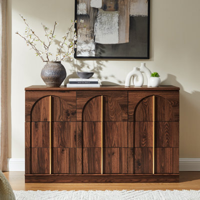 Commode moderne 9 tiroirs, commode de chambre à coucher avec poignées en métal