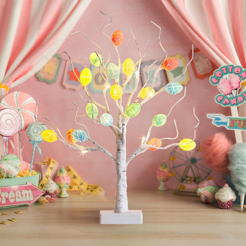 Easter Tree For The Home,  24 LED Easter Egg Tree , Lighted Easter Tree Decor, USB And Battery Powered,Timer