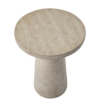 Bergman Faux Travertine End Table, Taupe