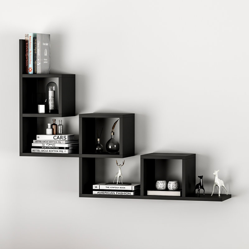 Caitlin Wood Accent Shelf, Black