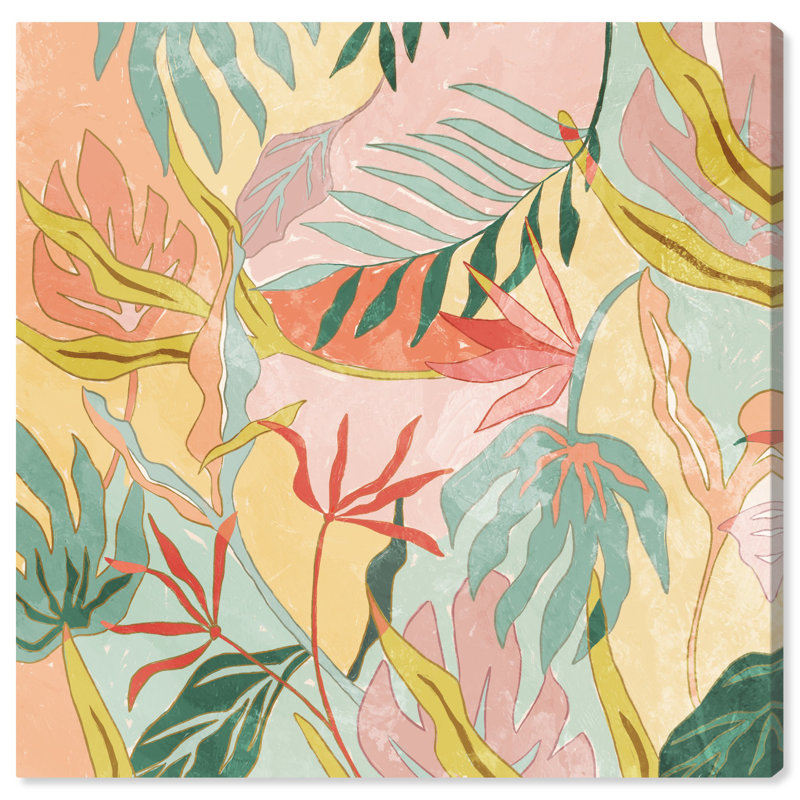 Coloured Jungle Flow Canvas Boho Maximalist Wall Art by Art Remedy, Toile tendue, H 46 cm x l 30 cm