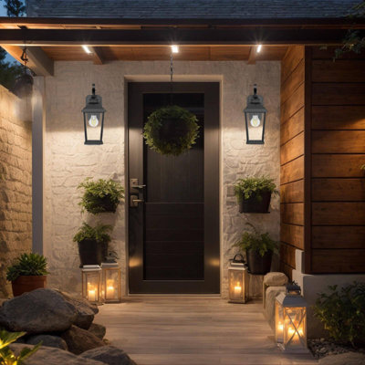 2Pack 16.5" Dusk to Dawn Outdoor Wall Lights with GFCI Outlet, Black Finish, Rustproof & Waterproof - Ideal Exterior Lights for House, Garage, Patio