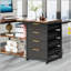 Bureau d'ordinateur en L 59 po avec tiroirs et tablettes de rangement, poste de travail de coin réversible, bureau d'écriture avec classeur