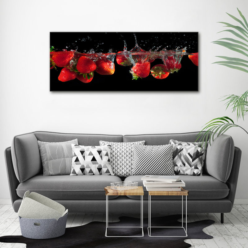 Strawberries under water 1 Piece Wall Art, 70cm H x 100cm W x 4cm D, Canvas