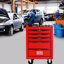 5 tiroirs, coffre à outils, rouge et noir, glissières de tiroir à roulement, rendement élevé, organisateur, roues universelles, système de verrouillage à clé avec chariot de rangement rouge et noir de 20 po, glissière pour utilisation intensive,