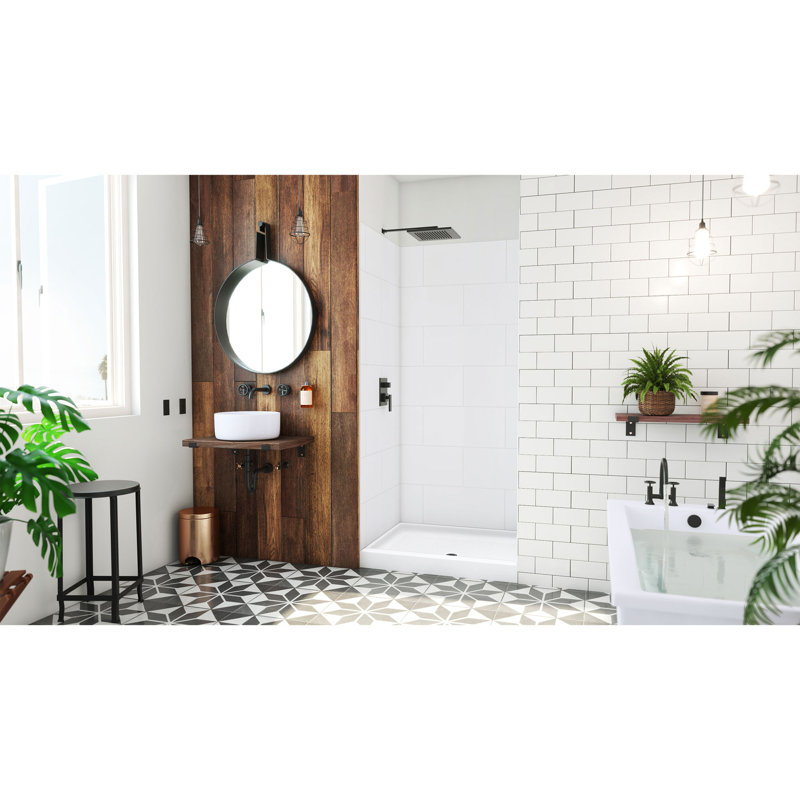 DreamLine DreamStone P 34 po x l 42 po Base et mur en blanc