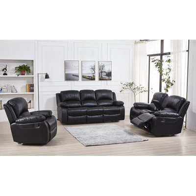 Destrier 3 Piece Faux Leather Reclining Living Room Set by Red Barrel Studio