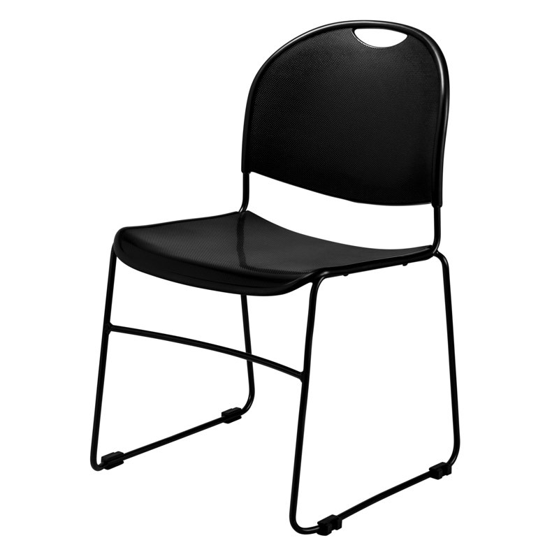 Basics by NPS® 850 Series Multi-purpose Ultra Compact Stack Chair, Black, Black