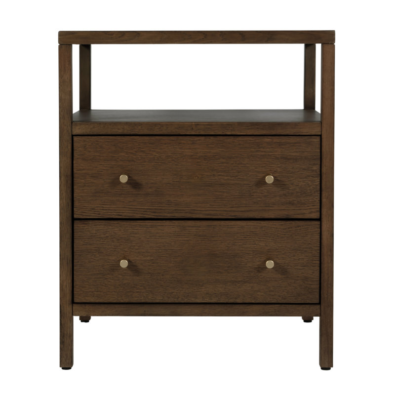 Sloane 21.25 In. W Wood 2 Drawer Nightstand, Walnut Brown, Walnut Brown