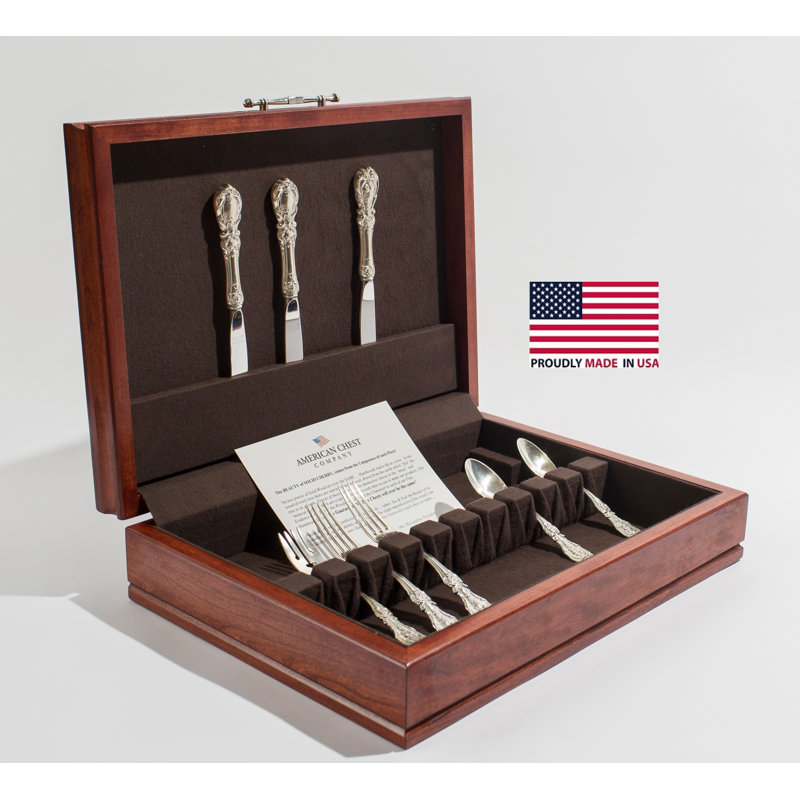 Traditional Solid Cherry Mahogany Flatware Chest with Anti-Tarnish Lining