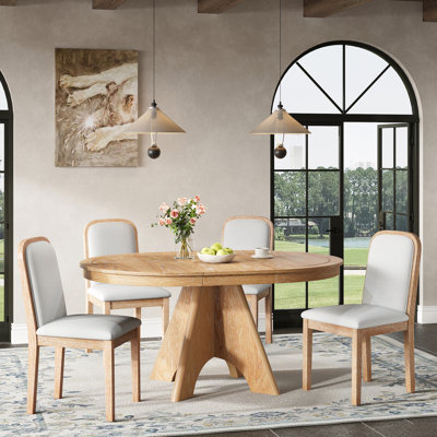 Ensemble de table de salle à manger extensible avec 4 chaises rembourrées