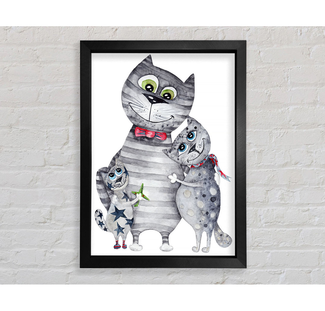 Gerahmter Kunstdruck Cat Family Love