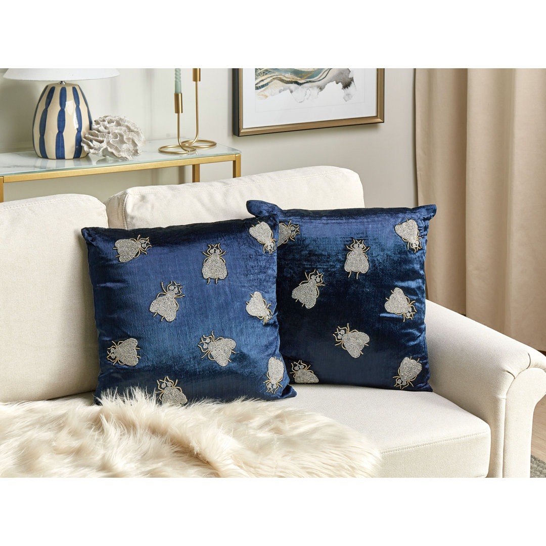 Winesburg Animal Print Blue Square Throw Cushion With Filling