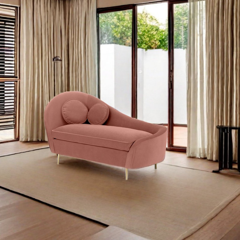 Chaise longue rembourrée Elegant Fashion, Accoudoir à gauche (vu de face), Rose profond